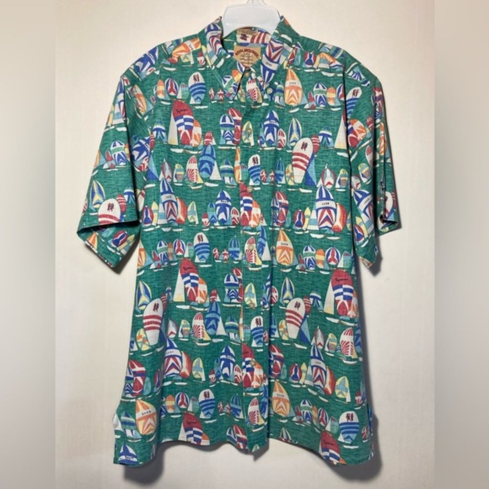 Reyn Spooner 50th Anniversary Limited Edition Sailboats Short Sleeve Size Large